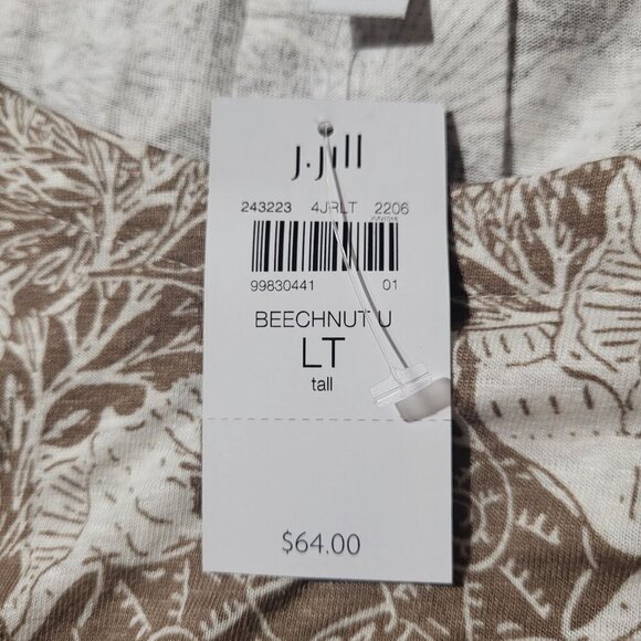 J. Jill Womens L Tall Brown Seashell Coral Print Linen-Blend 3/4 Tunic Top New - Picture 7 of 8